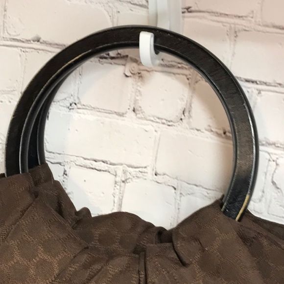 Lisa Lill Embroidery Handbag W/Wooden Handle Browns and blues - Picture 5 of 9